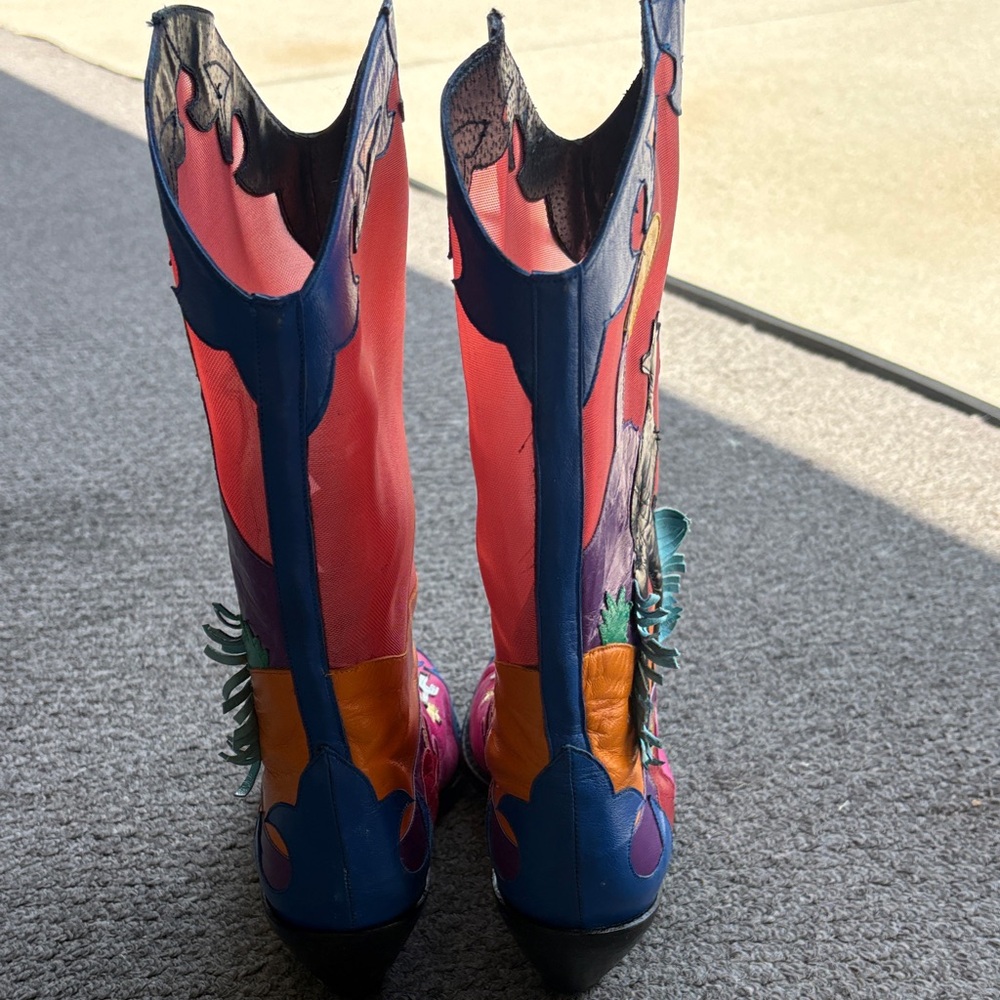 Colorful Red Floral Western Heeled Boots - Women - Picture 12 of 12